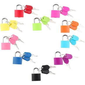 10Pcs Suitcase Locks with Keys,Small Luggage Padlocks,Multicolor Metal Padlocks Mini Keyed Padlock for Backpack Boxes Laptop Bag School Gym Locker