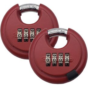 2 Packs Puyueo 4 Digital Heavy Duty Combination Padlock Disc Combination Lock Round Code Lock (Red) in Kuwait