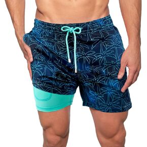 Capelle Miami Men's Luxury Swim Shorts- Foggy Palms