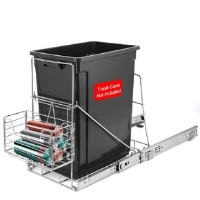 Sleek Under-Cabinet Pull-Out Trash Can System: Featuring Adjustable Shelf & Easy-Detach Basket for Effortless Garbage Handling & Optimal Kitchen Organization