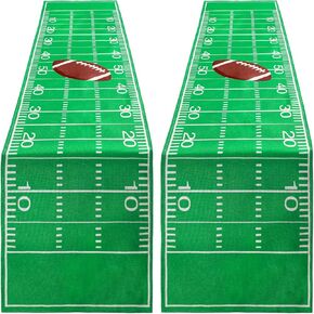 Tegeme 2 PCS Football Table Runner Football Game Day Tablecloth Green Football Table Runner Table Centerpieces Decor for Kitchen Dining Home Football Party Decoration, 14 x 72 Inch(Party)
