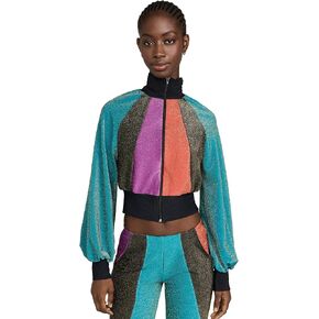 BruceGlen Women's Metallic Colorblock Track Jacket
