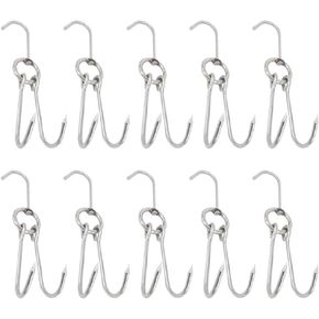 Yardwe 10Pcs Poultry Hanging Hook Stainless Steel Pork Hooks Meat Hook Heavy Duty for Bacon Roast BBQ Grill Hanger Cooking Tools