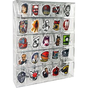Shot Glass Display Case,Display Case for Shot Glasses with 4 Removable Shelves for Wall or Table,Clear Dust-Proof Shot Glass Display Shelf with Mirror for Figures and More(10.9 x 2.9 x 14 Inches )