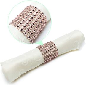 Rose Gold Napkin Rings 100PCS Rhinestone Napkin Rings Sparkly Adornment for Wedding/Shower/Party