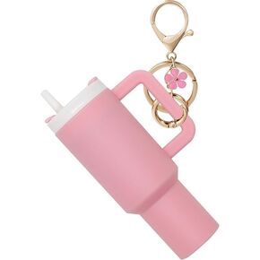 Mini Tumbler Keychain Chapstick Holder - Mini Cup Keychain Chapstick Holder with Mini Stanley Cup Keychain Charm