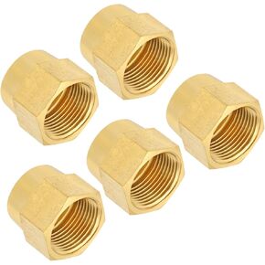 PATIKIL 3/4" Brass Flare Cap, 45 Degree Brass Pipe Fittings Hex Tubing Fittings Threaded Sealing End Cap Tube Adapter for Air Conditioner Refrigeration, Brass Tone
