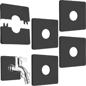 5 Pcs Escutcheon Plate Wall Split Flange 28mm/1.1inch Split Flange Toilet Pipe Flange Cover Pipe Cover Black ABS Plumbing Wall Cover Plates Square Self Adhesive Wall-mounted Kitchen Water Pipe Cover