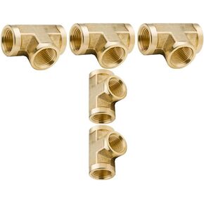 Vis Brass Pipe Fitting, Forged Tee, 1/8" NPT Female x 1/8" NPT Female x 1/8" NPT Female (Pack of 5)