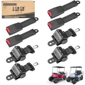 10L0L 4PCS Universal Retractable Golf Cart Seat Belt Kit for EZGO, Yamaha, Club Car, etc. Fits Front Rear Seat (Not Include Bracket)