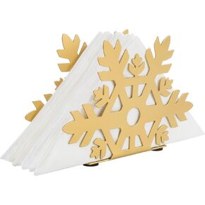 MyGift Gold Metal Snowflake Cutout Winter Design Tabletop Napkin Holder, Christmas Holiday Dining Kitchen Countertop Tissue Dispenser