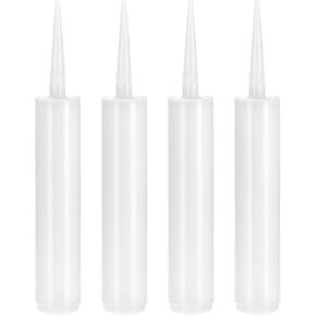 QWORK Empty Caulking Sealant Tubes - 11 Oz Capacity Each, 4 Pack Reusable Plastic, for Standard Caulking Guns