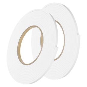 uxcell 2pcs Rolls Single Sided Foam Tape Removeable EVA Sponge Mounting Tape Strong Adhesive Tape Strips(White, 13ft x 1/4" x 1/8") for Home Paint Wall Hanging Poster Decor
