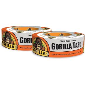 Gorilla White Duct Tape, 1.88" x 30 yd, White, (Pack of 2)