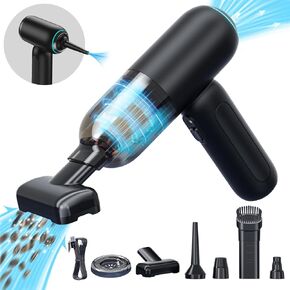 Handheld Vacuum Cordless, Car Vacuum with Brushless Motor & 16KPa Strong Suction, 4 in 1 Rechargeable Mini Vacuum Cleaner with LED Light, Hand Held Vacuum for Car Home Office and Pet, Black