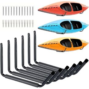 Kayak Storage Rack Wall Mount, Kayak Rack, Heavy Duty Garage Storage Hooks for 3 Kayaks Suitable for Indoor, Outdoor, Kayak Storage Racks