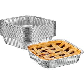 GUSTO [25 Sets 8-Inch Square Foil Pans (Lids Not Included) - Aluminum Pans, Disposable Food Containers For Baking, Cooking, Storing and Preparing Food (Formerly Comfy Package)