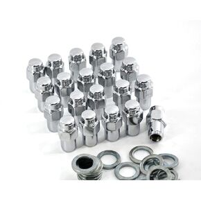 Set of 20 pcs Wheel Lug Nuts 7/16", 13/16"Hex/Wrench, Total Length 1.68"(42.67mm), 2-PC Standard Mag Chrome Lug Nuts Set with Washer