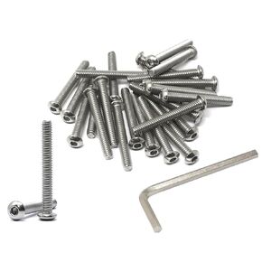 iexcell 25 Pcs 1/4-20 x 2 Stainless Steel 304 Hex Socket Button Head Cap Screws Bolts Kit