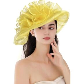 Women's Kentucky Derby Church Dress Hat Wide Brim Leaf Flower Bridal Shower Hat Flower WineRed