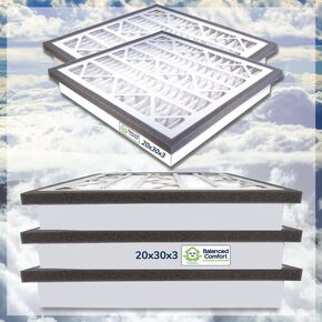 20x30x3 MERV 13 (2-PK); 3" Inch Pleated Air Filters; 6 Month Lifespan; Long Lasting; Title 24 Compliant