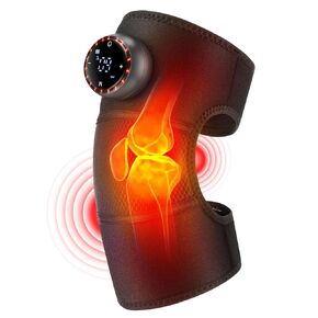 Cordless Heated Knee Massager with Vibration, Rechargeable Heated Knee Brace Wrap, Heating Massage Pad with 5 Heating Levels & 5 Vibration Modes, 3 in 1 Heated Knee Pad for Shoulder Elbow Knee