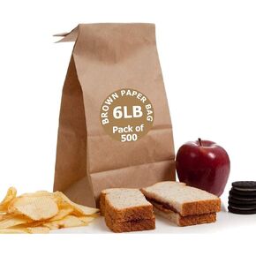 Perfect Stix 6lb Brown Paper Kraft to go Bags - Bundle of 500ct