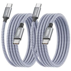 etguuds 100W USB C Cable 10ft, 2-Pack USB C to USB C Cable 100 Watt Fast Charging Type C Charger Cord for MacBook/iPad USB-C, iPhone 16 15 Pro Max/Plus/Pro, Samsung Galaxy S24/S23, Pixel