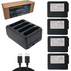4-Slot Battery Charging Cradle Kit and 4-Pack Battery Compatible with Zebra TC70 TC75 TC77 TC7X-4BTYC1 Barcode Scanners BT-000318 Round Port and Type-C Charging Port