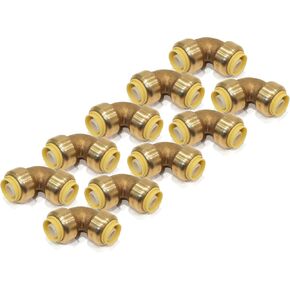 10 Pcs. XFITTING 1/2" X 1/2" Push Fit Elbow, Brass