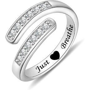 925 Sterling Silver Just Breathe Ring Inspirational Jewelry Rings Adjustable Ring for Women Men in Kuwait
