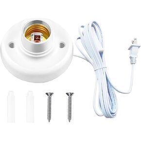 Light Socket with Cord Light Bulb Base E26/ E27 Lamp Base Desktop ft Include Screw Light Bulb Holder Replacement Light Bulb Socket with On/Off Switch Hanging Light Cord Extension (25ft)