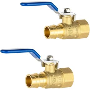 (Pack of 2) EFIELD Cold Expansion Pex-A 3/4-inch X 3/4 Inch FNPT Brass Shut-off Ball Valve for Pex-A Pipe Connection, ASTM F1960, Blue Lever, cUPC Certified