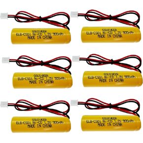 ELB-CS01 1.2 Volt Emergency Exit Battery Ni-CD 1.2v 900mAh Exit Sign Light Batteries Compatible with Unitech AA900mAh OSA268 ELB CS01 Lithonia EXR LED EL M6 Custom-322 (6 Pack)