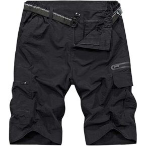 Toomett Men's Cargo Shorts Quick Dry Hiking Shorts Lightweight Casual Golf Work Expandable Waist Fishing Shorts (6222,Black,32)