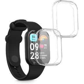 kwmobile Case Compatible with Xiaomi Smart Band 8 Pro/Smart Band 9 Pro Case - 2X TPU Silicone Fitness Tracker Cover - Transparent/Rose Gold
