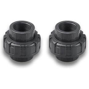 PVC Pipe Fitting, Union JETSTREAM, Schedule 80, Grey, EPDM O-Ring, NPT x NPT, F1970, SCH80 (1"，2 Pack)