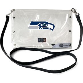 Littlearth Seattle Seahawks NFL Clear Envelope Purse with Black Fashion Strap