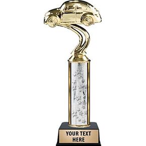 Crown Awards 10.25" Beetle Car Trophies, Personalized Silver Beetle Car Trophy with Custom Engraving Prime