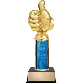 Crown Awards 11" Blue Stars Thumbs Up Trophy - Engraving Included