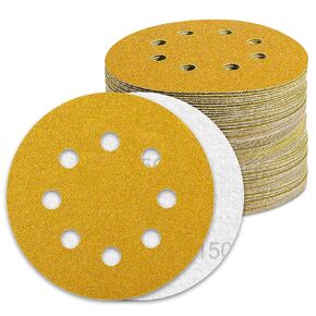 5 Inch Sanding Discs 150 Grit for Orbital Sander Hook and Loop Sandpaper for Wood Metal(100PACK)