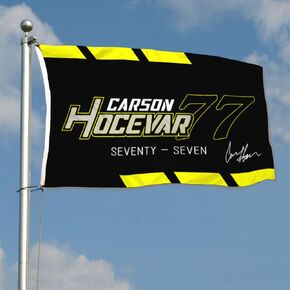 Autographed Checkered Racing Flag Carson Hocevar #77 Flag Banner 3x5Feet for Car Fans with Brass Grommets