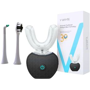 V-WHITE Ultrasonic U-Shaped Toothbrush for Teeth Whitening, Electric Toothbrush For Adults - 360° Mouth Cleansing, Hands Free Gums Protection - Wireless Charging & LED Light -Waterproof IPX7 Certified