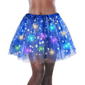Women's Led Tutu Skirt Layered Tulle Ballet Skirt Halloween Party Carnival Blue