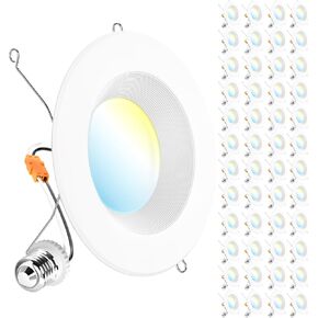 Sunco 48 Pack 5CCT Retrofit LED Recessed Lighting 6 Inch, 2700K/3000K/3500K/4000K/5000K Selectable, Dimmable Can Lights, Smooth Trim, 13W=75W, 965LM, Damp Rated, UL-Certified