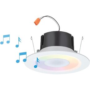 Juno J6SLC RGBW MW M6 Smart RGBW Speaker Downlight, Dynamic Color Red Green Blue White, Matte White, 6-Inch