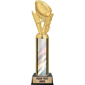 Crown Awards 11" Customized Football Fireball Trophies - Football Fireball Silver Trophy Prime