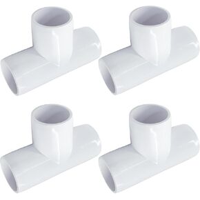 Piutouyar 4 Pcs 1 Inch Tee Elbow PVC Pipe Fitting, 3 Way Furniture Grade Pipe Connector PVC Elbow Fitting Pipe Corner Connector for DIY Shelf Garden Support Structure