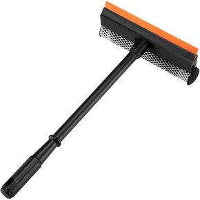 2 in1 Window Squeegee for Car, Window Squeegee Cleaner with 16inch Long Handle,Sponge Car Window Squeegee for Gas Station, Glass,Shower,Outdoor High Window Cleaning