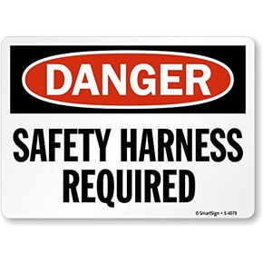 SmartSign “Danger - Safety Harness Required" Sign | 7" x 10" Aluminum
